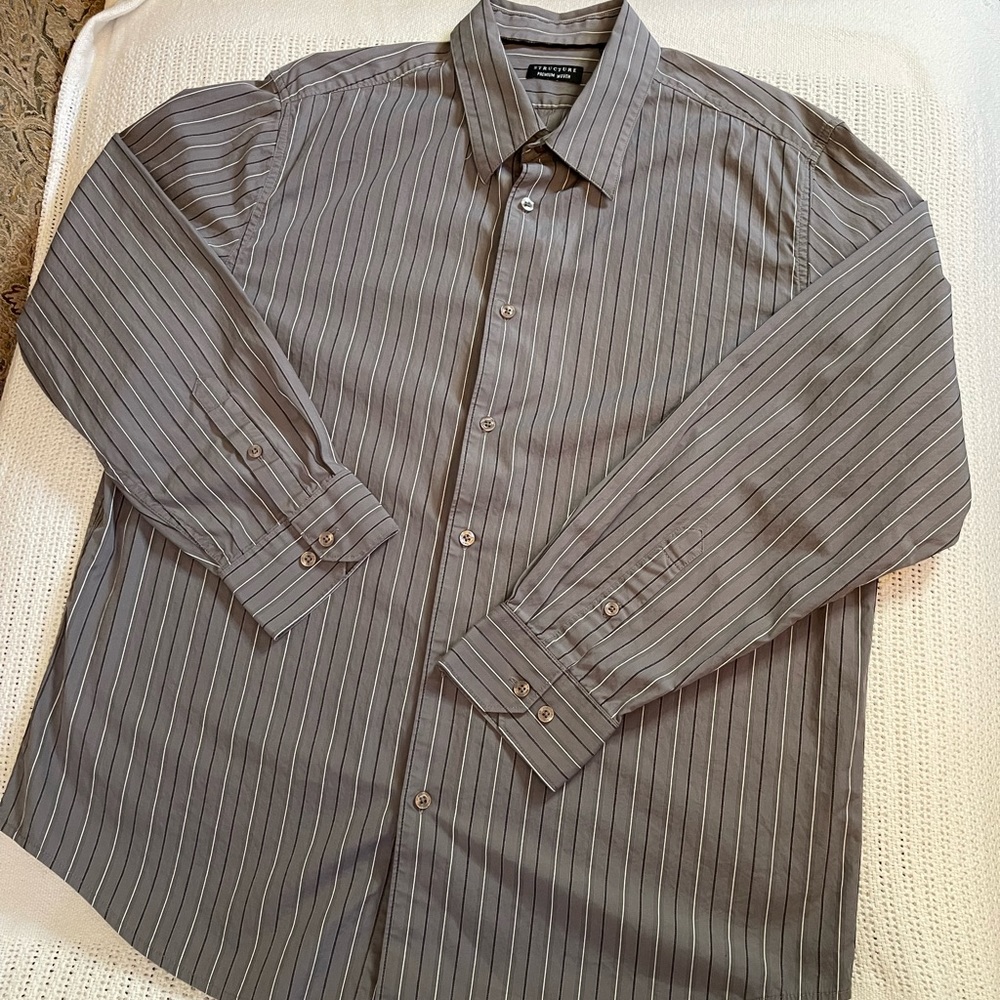 Striped Gray Button Down Shirt (mens)